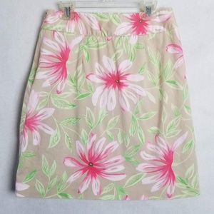 Talbots Petites Flowered Side Zipper Skirt Size 4